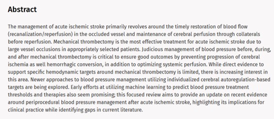 Periprocedure Management of Blood Pressure After Acute Ischemic Stroke. Read the latest Focused Review online ahead of print - journals.lww.com/jnsa/Fulltext/…
<a href="/SNACCNeuro/">SNACC</a> <a href="/deepak_neuro/">Deepak Sharma</a>