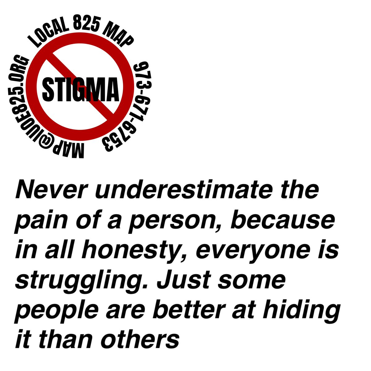 #mentalhealth & #substancemisuse present differently for everyone. Don’t assume, anyone can be asked, “Are you okay?” In the #construction industry, a 2 minute check in could avoid a horrible accident.
#safety 
#Awareness 
#825map