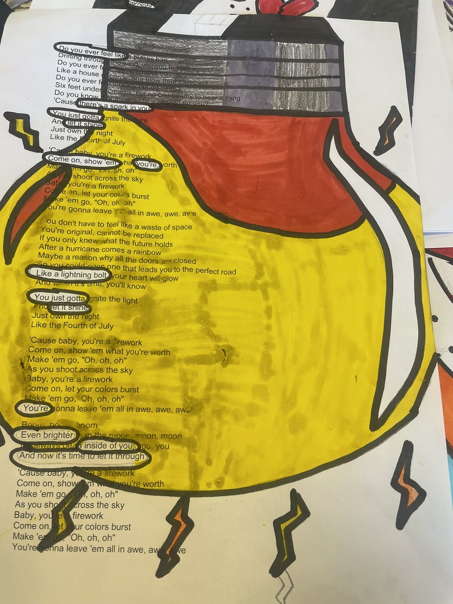 MrsMGault2's tweet photo. Primary 7 used song lyrics to create amazing Blackout Poetry 🎆 @NewStevenstonPr @NLLearningHub https://t.co/I42skWROsN