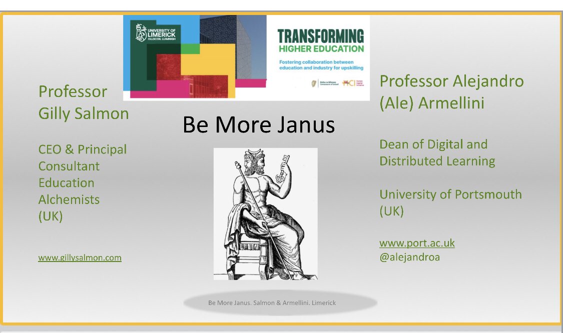 alejandroa's tweet photo. “Be more Janus”, with @gillysalmon at #ULTHE in Limerick @GPS_UL @UL #highered #LTHEchat https://t.co/WNwuEZ8Wnk