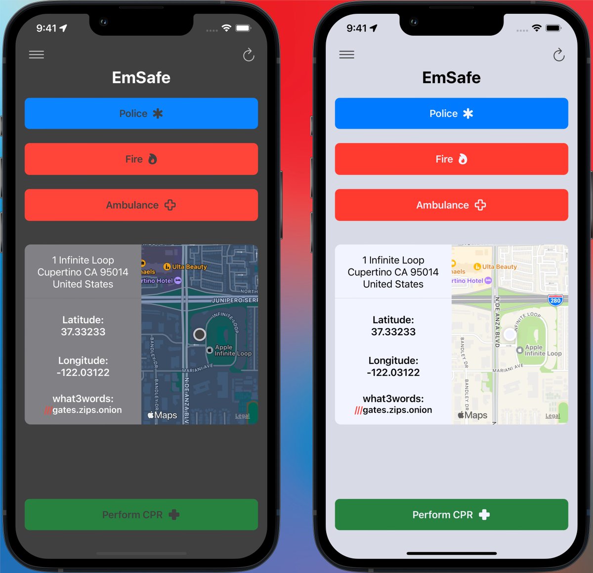 EmLoopSoftware's tweet photo. EmSafe Version 1.1 is now out 🥳

We've added support for @what3words, making easier than ever before to contact Emergency Services around the world. 

Download EmSafe today! https://t.co/KiL3qLlNDS https://t.co/V6r9tS6fkx