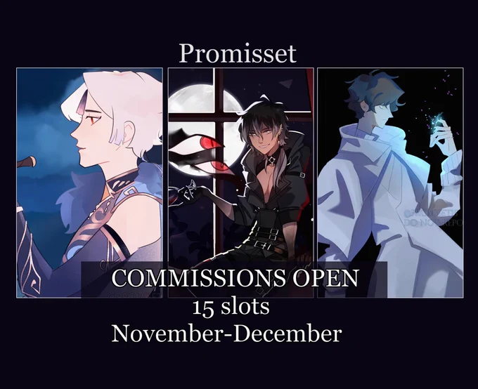 Hello! I have opened my last difficult commissions for the next 2-3 months🌿

Additional relevant information:
Headshot- 15$ sketch (last picture example) 20$ full render (4 picture)

Any chibi without background- 15$ (7 picture)

Furry/pony/human- ok 