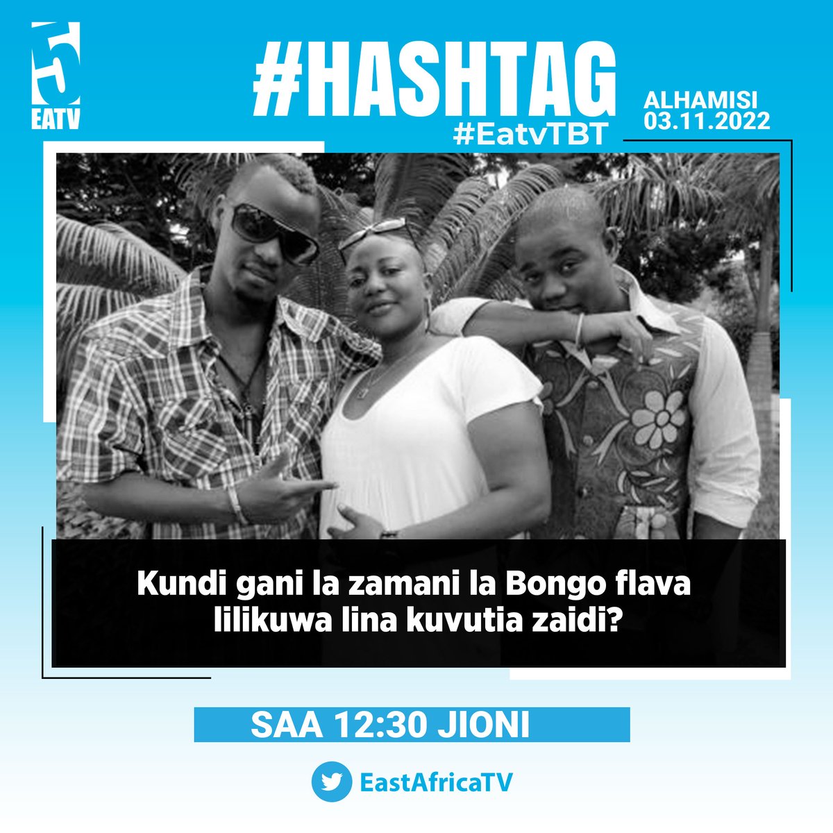 eastafricatv's tweet photo. Throw Back Thursday (TBT) Kundi gani la zamani la bongo flava lilikuwa lina kuvutia zaidi?

CHANGIA MADA
1. Tuma comment yako ukianza na neno #EatvTBT 
2. Comment yako tutaruka nayo hewani leo saa 12:30 Jioni https://t.co/YxSe7197TB