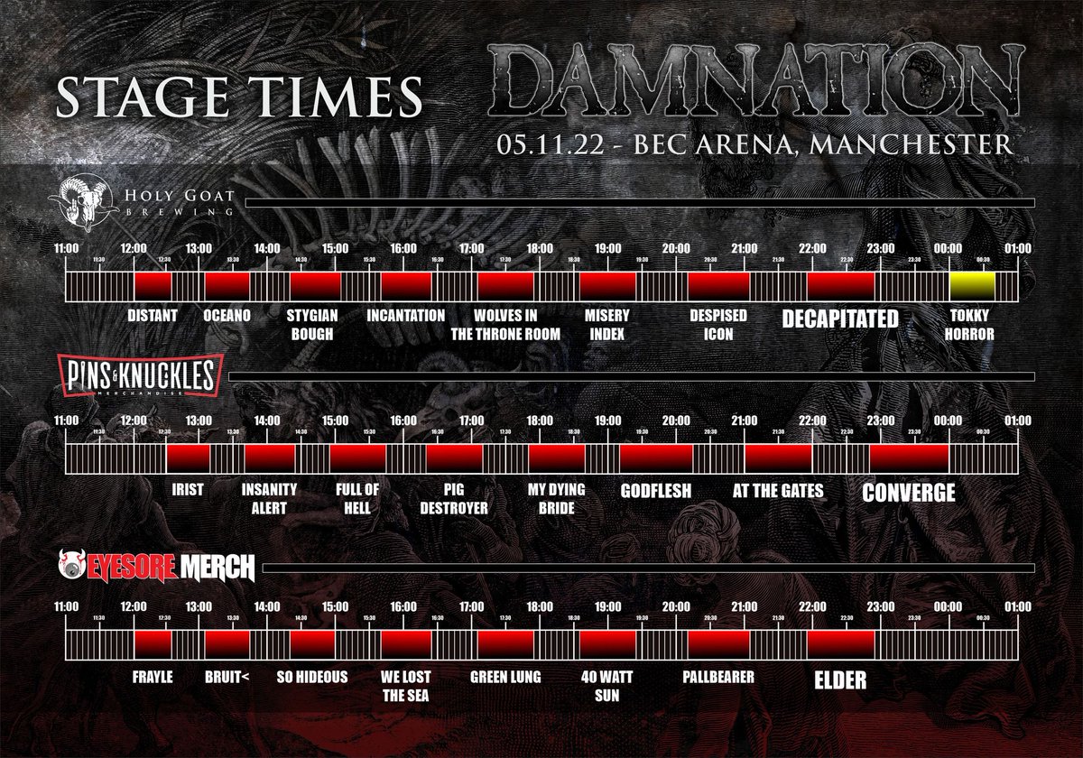 To say we're excited about Damnation festival would be an understatement. Probably the best lineup we've seen at a UK extreme metal festival, and our stage is looking phenomenal. 

Top 3 bands for us are Wolves in the Throne Room, Pig Destroyer and Decapitated. What about you?