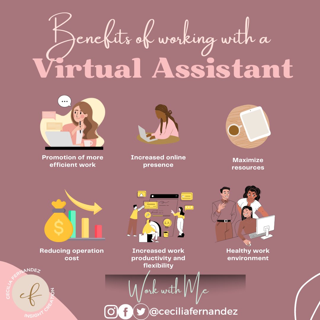 CecillFernandez's tweet image. Virtual Assistants 👩‍💻 can be a great asset to your business. They know how to use technology 💻 and the internet, so they can help you manage tasks on the fly, while still being available for you when you need them. 🤗

#DependableVirtualAssistant
#VACecil
