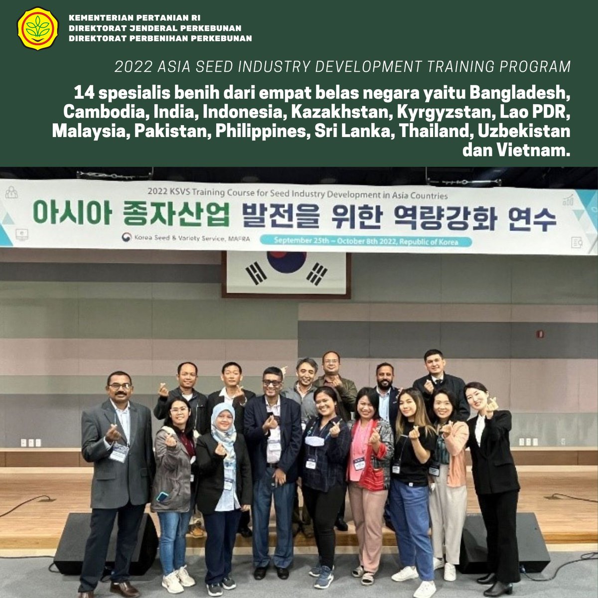 perbenihanbun's tweet photo. Delegasi Indonesia Paparkan Sistem Perbenihan Nasional pada Asia Seed Industry Development Training Program

#perbenihanperkebunan
#benihperkebunan
#perkebunan
#perkebunan https://t.co/URvuPWGMu0