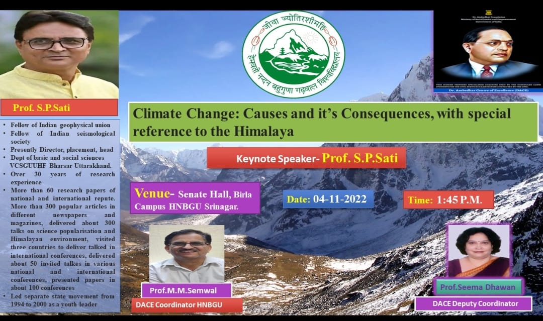 sgilive's tweet photo. Climate change : causes and it's consequences with specialrefrence to the Himalayas #HNBGU #GarhwalUniversity https://t.co/XXj1JOncGy