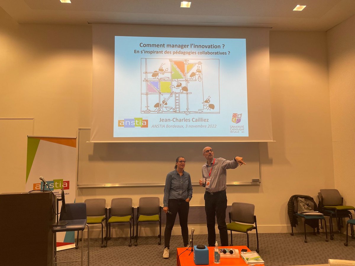 #JANSTIA2022 J2 : on attaque le sujet épineux de l'innovation en pédagogie ! Jean-Charles Cailliez @UnivCatholille nous propose donc des pistes pour manager l'innovation, en s'inspirant de la pédagogie collaboratives !

<a href="/ANSTIAofficiel/">ANSTIAofficiel</a>