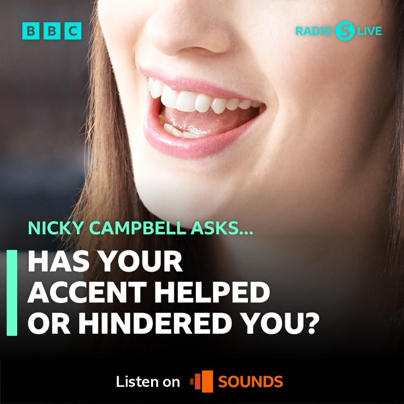 bbc5live's tweet photo. 🚨Almost half of workers have had their accents mocked, criticised or singled out, new research has found.

📢Do you wear your accent proudly❓
🤐Or has it held you back❓

@NickyAACampbell asks:

👄Has your accent helped or hindered you❓

📲https://t.co/7pPiGk3trK