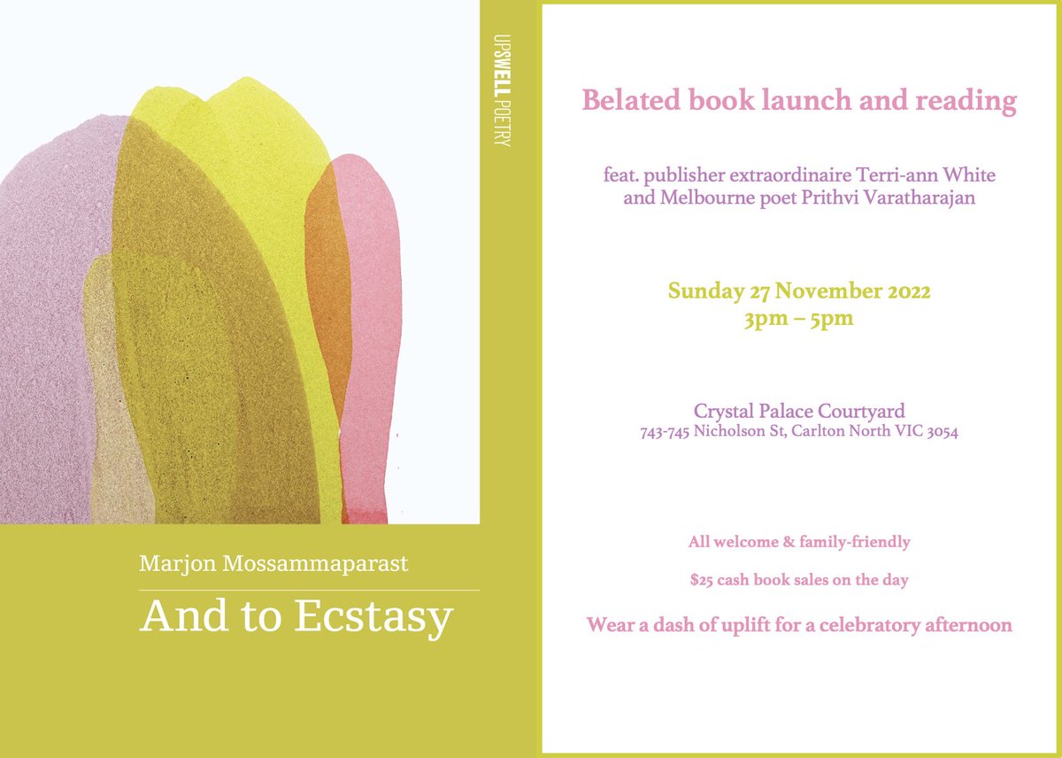 mmossammaparast's tweet photo. Happy Nov - RSVP books@upswellpublishing.com https://t.co/1aTzTLgl46