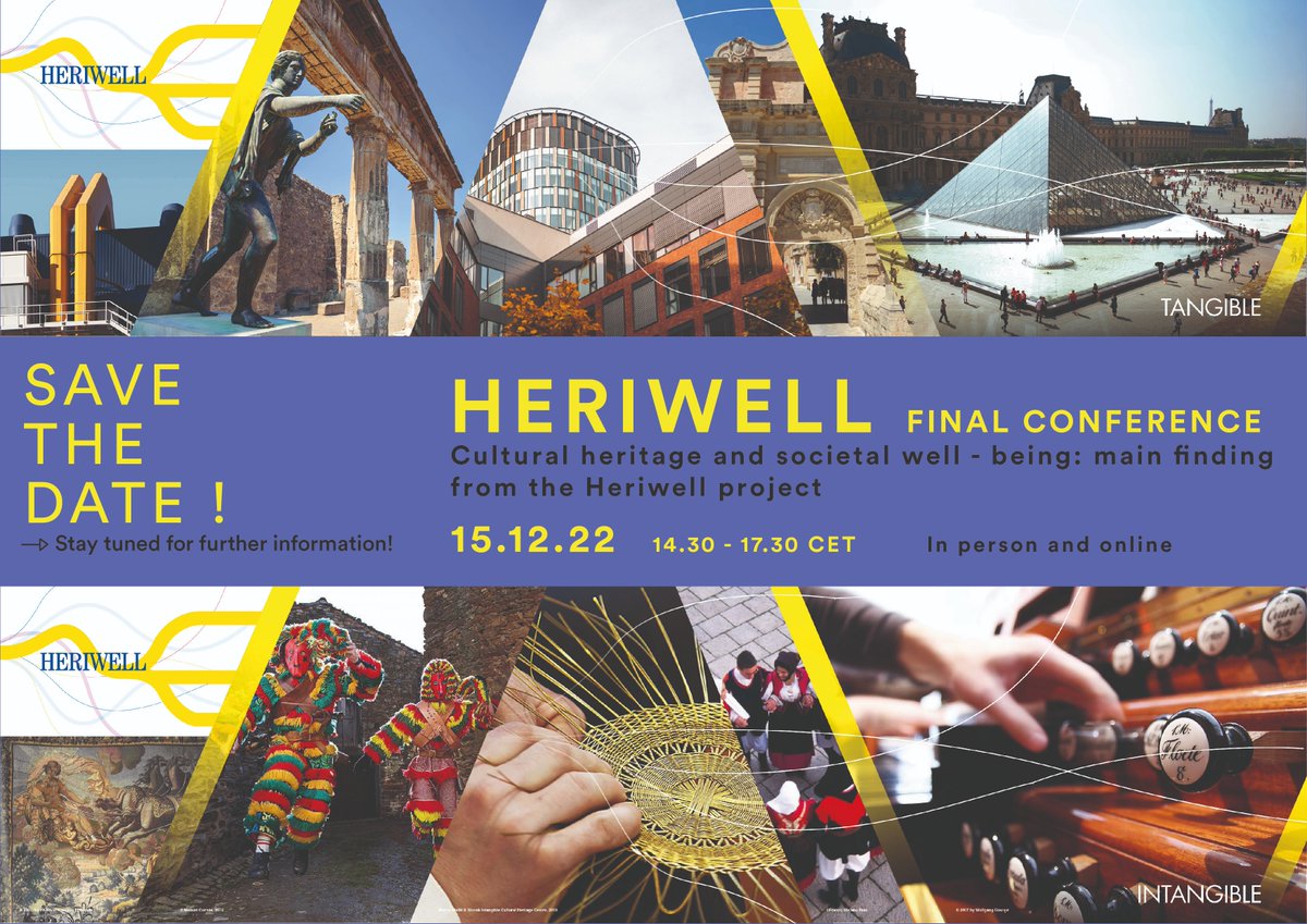 Vi aspettiamo giovedì 15 dicembre (ore 14.30-17.30) per i risultati del Progetto HERIWELL sugli impatti del patrimonio culturale sul benessere sociale espon.eu/HERIWELL
Il convegno sarà organizzato in modalità ibrida, in presenza e da remoto. A breve ulteriori informazioni.
