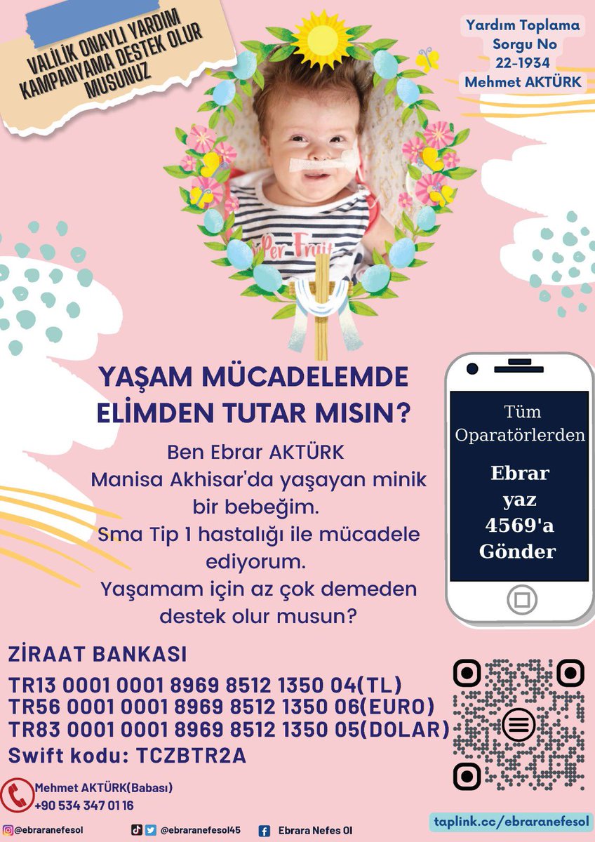 Destek olacak herkese Ebrar bebek adına şimdiden teşekkür ederim…
Lütfen destek dekontlarınızı DM’den bana göndermeyi unutmayın…
#EbraraNefesOl