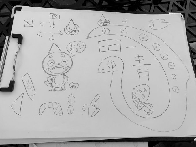 姪っ子と甥っ子がオラゴン描きたいというのでお手本を描いてあげたらいっぱい描いてくれて嬉しかったぞい😊 2人とも会うたびに絵が上手くなってるので将来が楽しみじゃ 