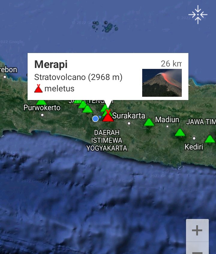 Gunung KRAKATAU dan gunung MERAPI, mengalami erupsi di waktu bersamaan, 2 November 2022 ( 22:00 WIB)