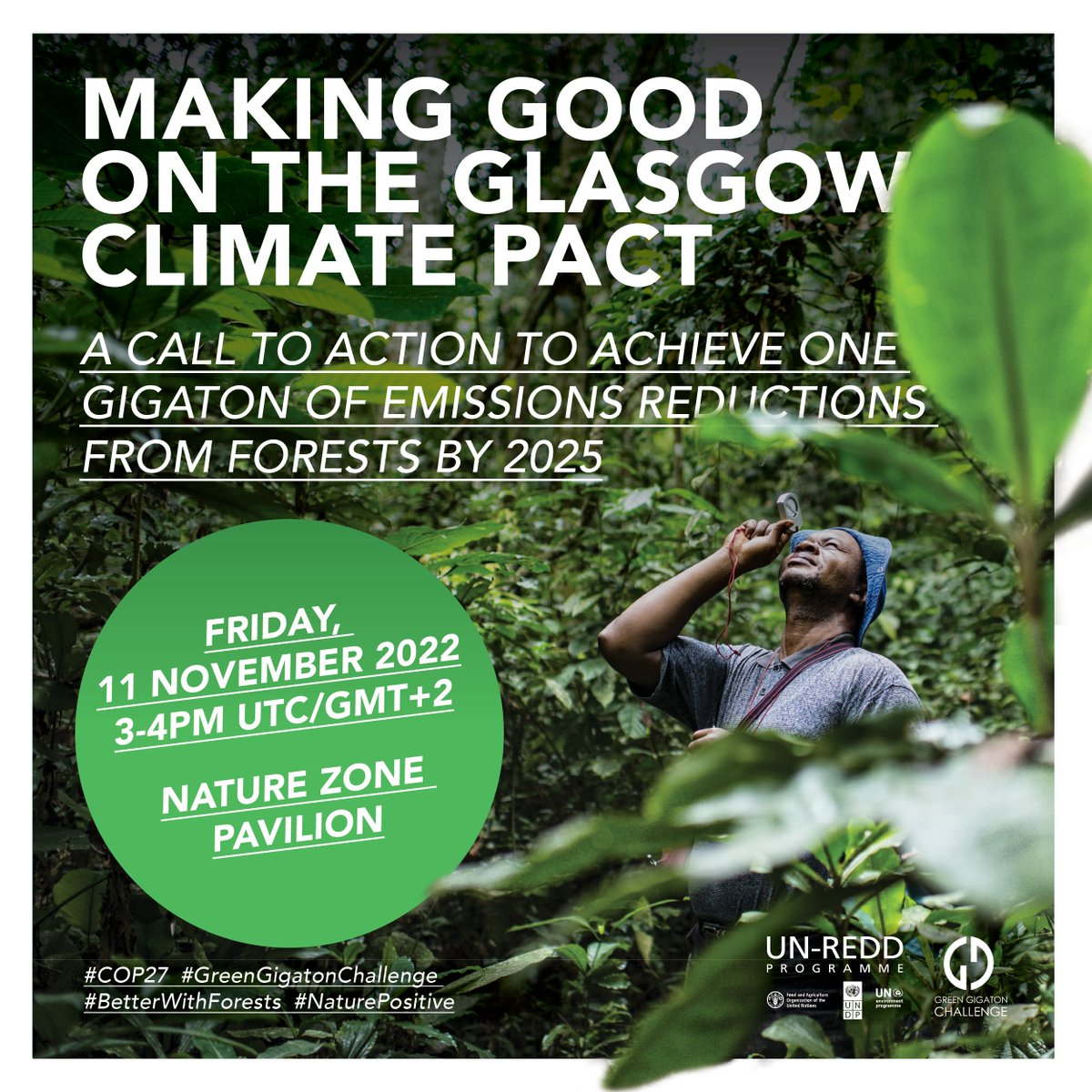 It is critical to mobilize funding to achieve the goal of a one gigaton of emissions reductions from #forests by 2025. 

Join us <a href="/COP27P/">COP27</a> to learn more on the #GreenGigatonChallenge

🗓️11 November 2022
⏰3-4PM UTC/GMT+2
📌bit.ly/3FGqz92

#BetterWithForests🌲 #COP27