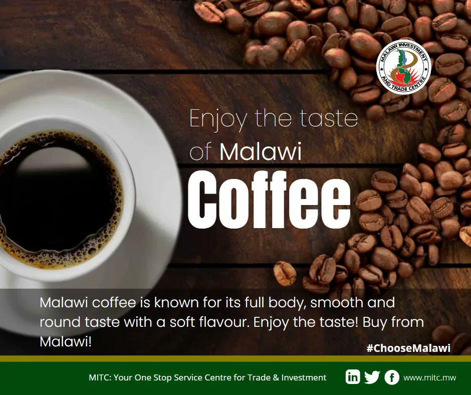 Enjoy coffee grown in Malawi. It has a  smooth taste with a soft flavour. 
#MalawiCoffee
#BuyFromMalawi
#ChooseMalawi