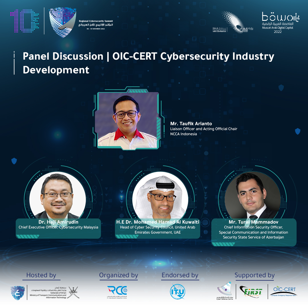 ITUARCC's tweet photo. 💠 Day 1:

✨Panel Discussion: OIC-CERT Cybersecurity Industry Development

🗓️8-9 November 2022

#cybersecurity_week_2022 https://t.co/CRals4PN0G