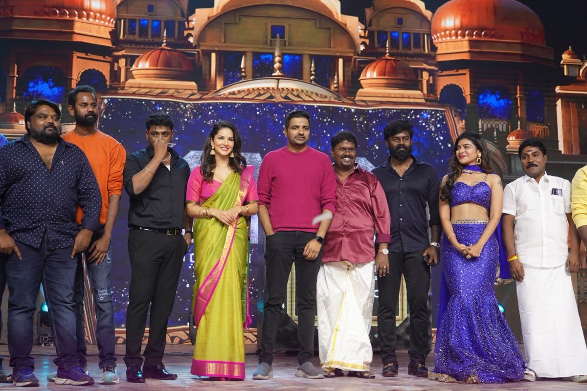 Here are some pics from 'Hot Lady Ghost' @SunnyLeone's #OhMyGhost grand audio launch held in Chennai last evening. #OMGAudioLaunch #SunnyComingToChennai @actorsathish⁩ @iyogibabu @DharshaGupta @thilak_ramesh @arjunannk @thangadurai123 @yuvan_dir @javeddriaz