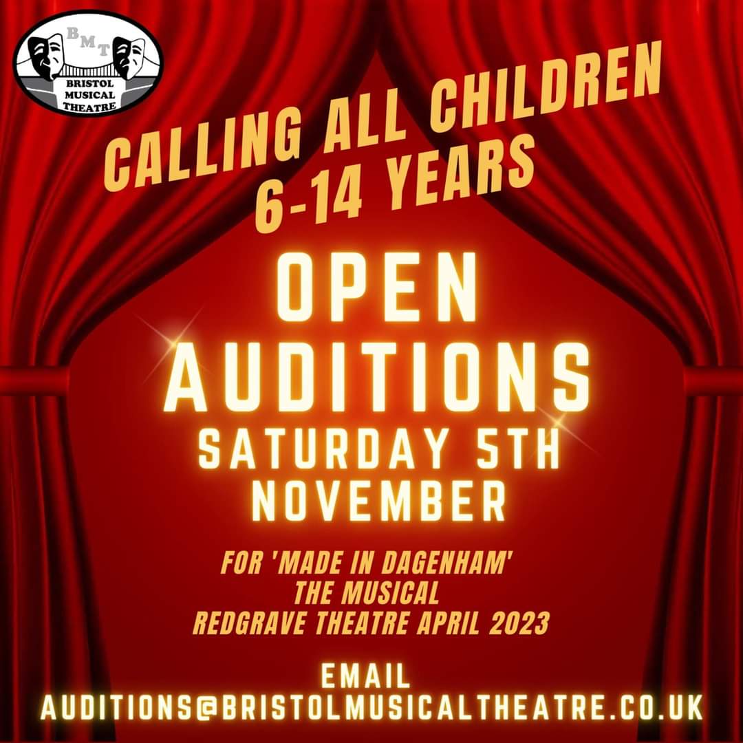 BMTheatre (@bristolmusicalt) on Twitter photo 💥📢 Our Director has opened up the ages for Sharon & Graham for Made in Dagenham.
⭐️Get in touch asap to grab a spot: auditions@bristolmusicaltheatre.co.uk
🎭Workshop format auditions. The only prep is roughly 20 lines of text learnt off by heart. 💥📢 Our Director has opened up the ages for Sharon & Graham for Made in Dagenham.
⭐️Get in touch asap to grab a spot: auditions@bristolmusicaltheatre.co.uk
🎭Workshop format auditions. The only prep is roughly 20 lines of text learnt off by heart.