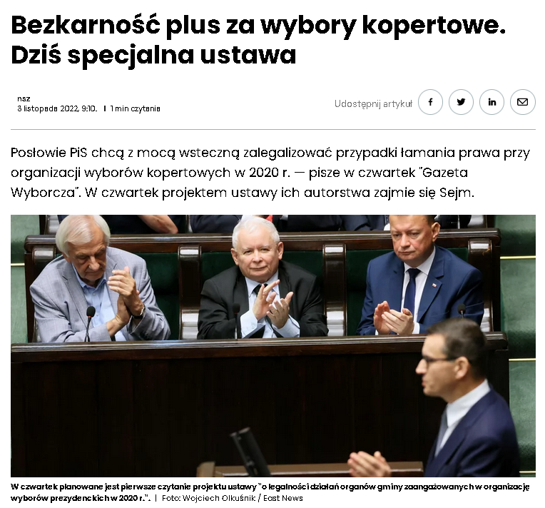 Tworzenie prawa "post factum", aby władza nie poniosła konsekwencji bezprawnych działań.

Ta partia nazywa się "Prawo i Sprawiedliwość" 👍🤡