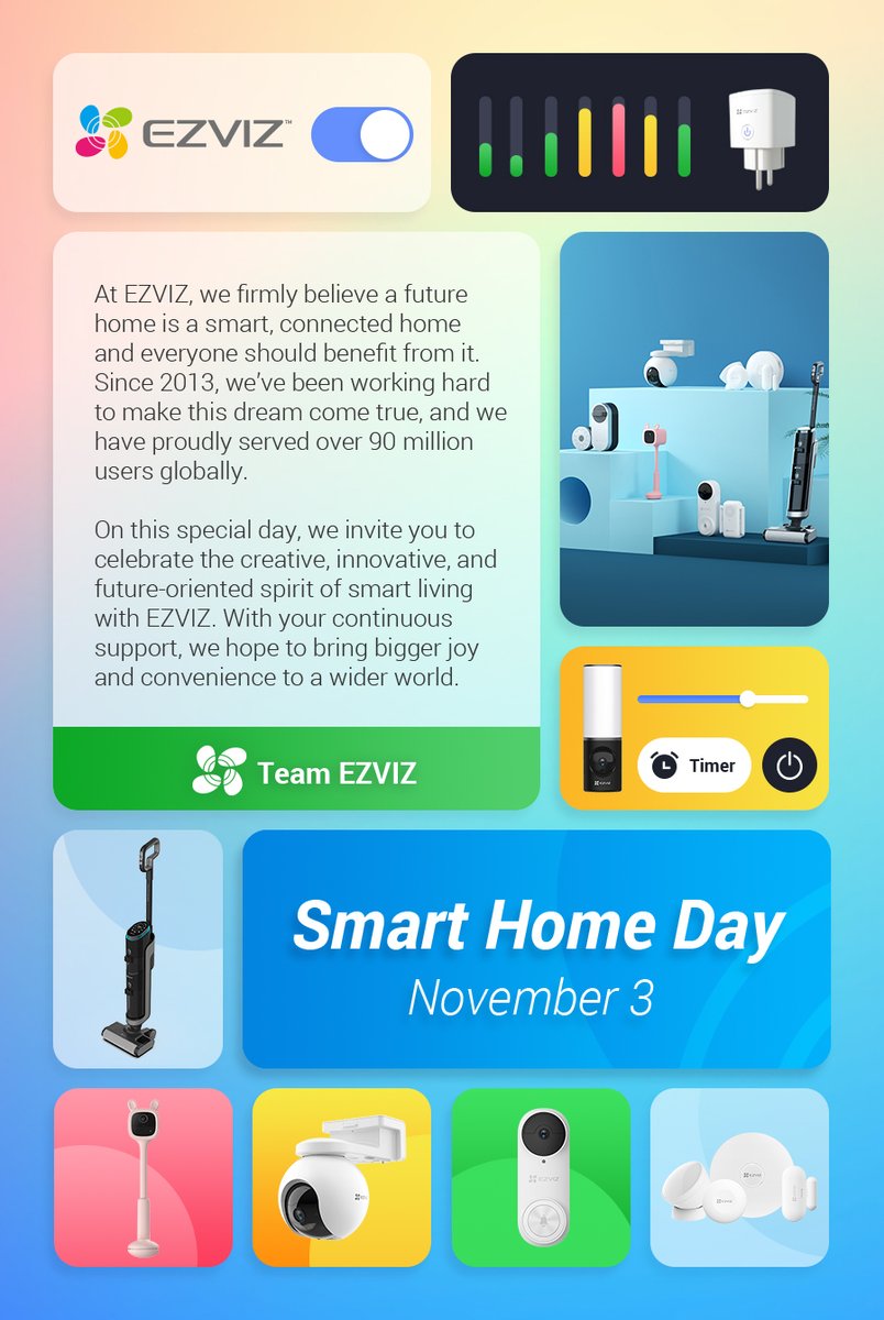 At EZVIZ, we firmly believe a future home is a smart, connected home and everyone should benefit from it. On this special day, we invite you to celebrate the creative, innovative, and future-oriented spirit of smart living with EZVIZ ✨❤️