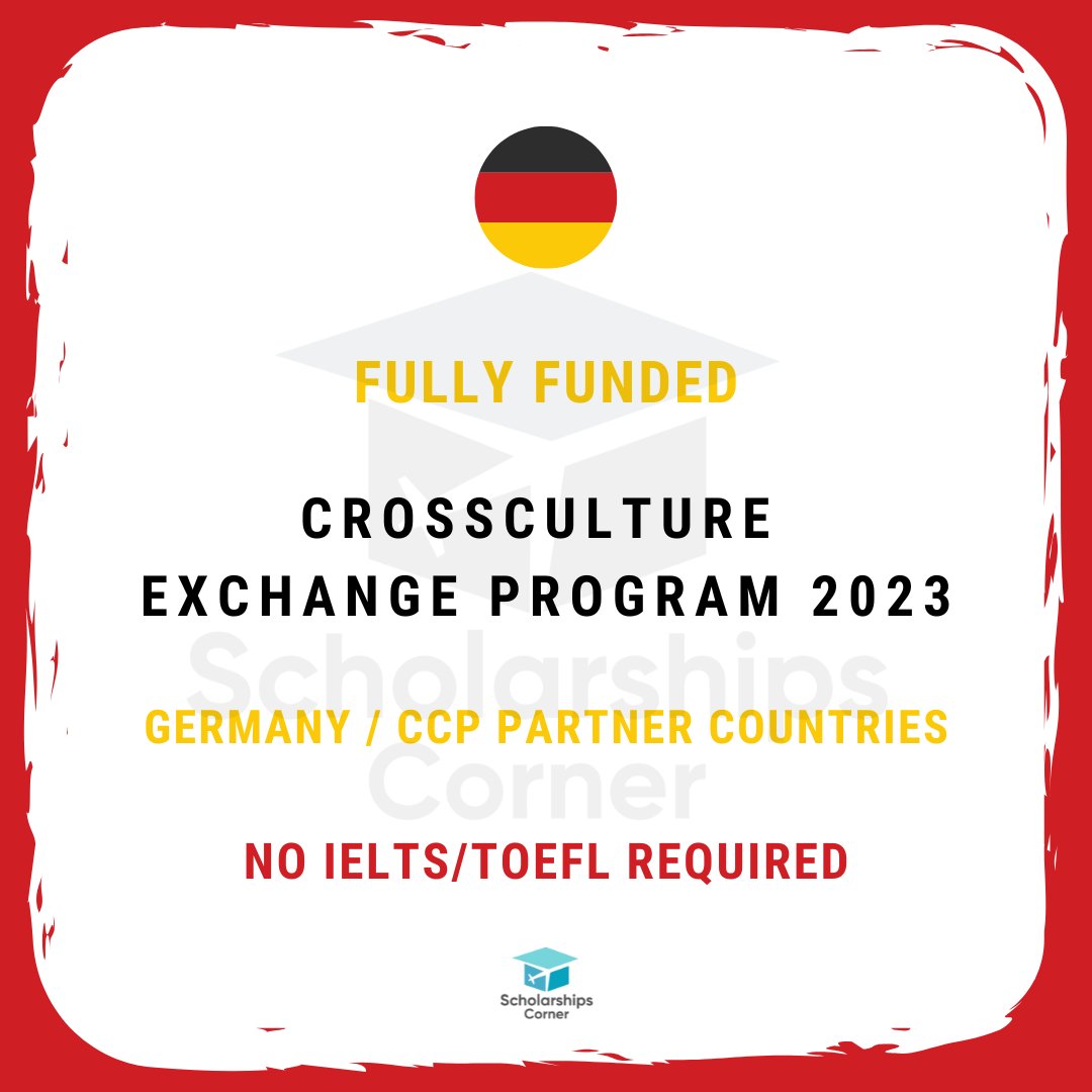 scholar_corner's tweet photo. Fully Funded - CrossCulture Exchange Program 2023 in Germany / CCP Partner Countries 

Duration: 2-3 Months

Link: https://t.co/j1SQGP8Wf8

Deadline: 22 December 2022.

#ScholarshipsCorner #CrossCulture #crossculturefellowship #germany #exchangeporgram #ExchangesAre #leadership https://t.co/tiwZ9jYvU8