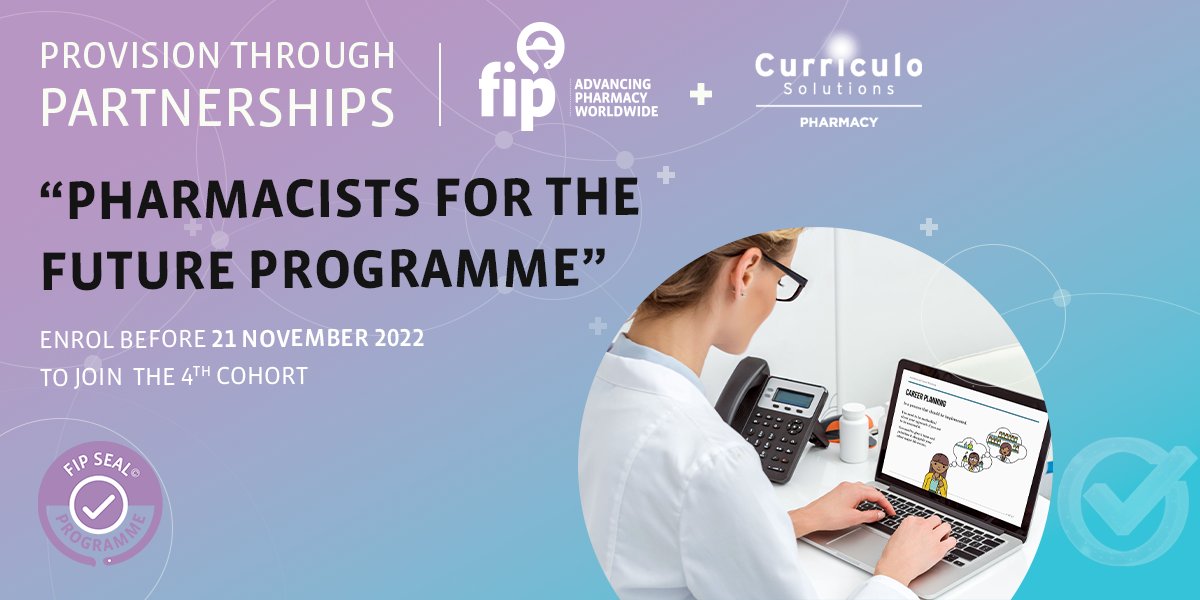 Join the “Pharmacists for the future programme” 4th cohort of applicants before 21 Nov here: bit.ly/3RwV3wo. This FIP Seal-awarded programme helps newly qualified pharmacists to plan their future with confidence. More info here: bit.ly/3yePbRO