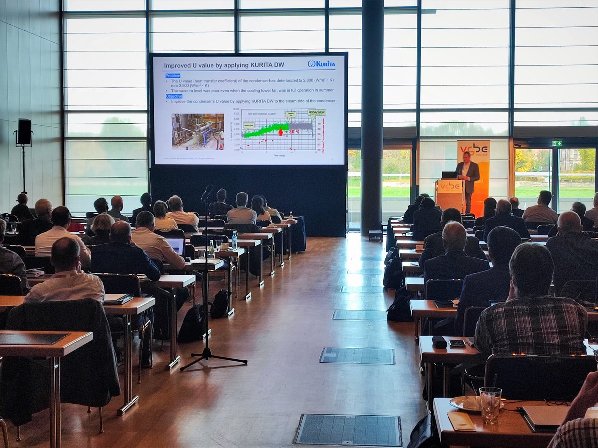 KuritaGlobal's tweet photo. Andre de Bache, Product Manager for #BoilerWater &amp; #ClosedSystems, participated last week at the #vgbe Chemistry Conference 2022 in Dresden and presented “Kurita Dropwise Technology: Efficiency improvement in #powerplant condensers.”
Download here ➡️ https://t.co/LzUdv45waA https://t.co/oaCQ8pzsgm