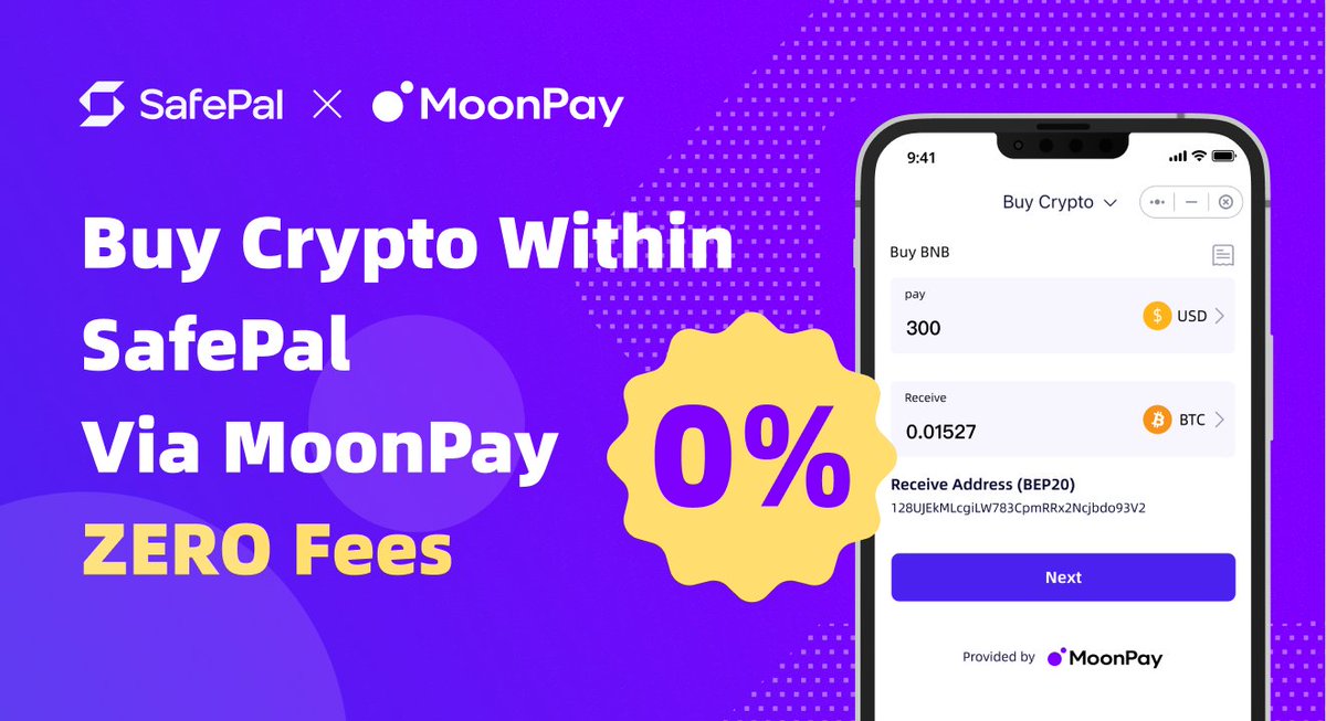 New Partnership with <a href="/moonpay/">MoonPay 🟣</a>🎉 

To celebrate we are having a special offer for <a href="/safepal/"></a> users🍾

Buy #Crypto with 𝐙𝐄𝐑𝐎 fees via <a href="/moonpay/">MoonPay 🟣</a>  

Learn More About The Exclusive Offer🔽
blog.safepal.com/moonpay/