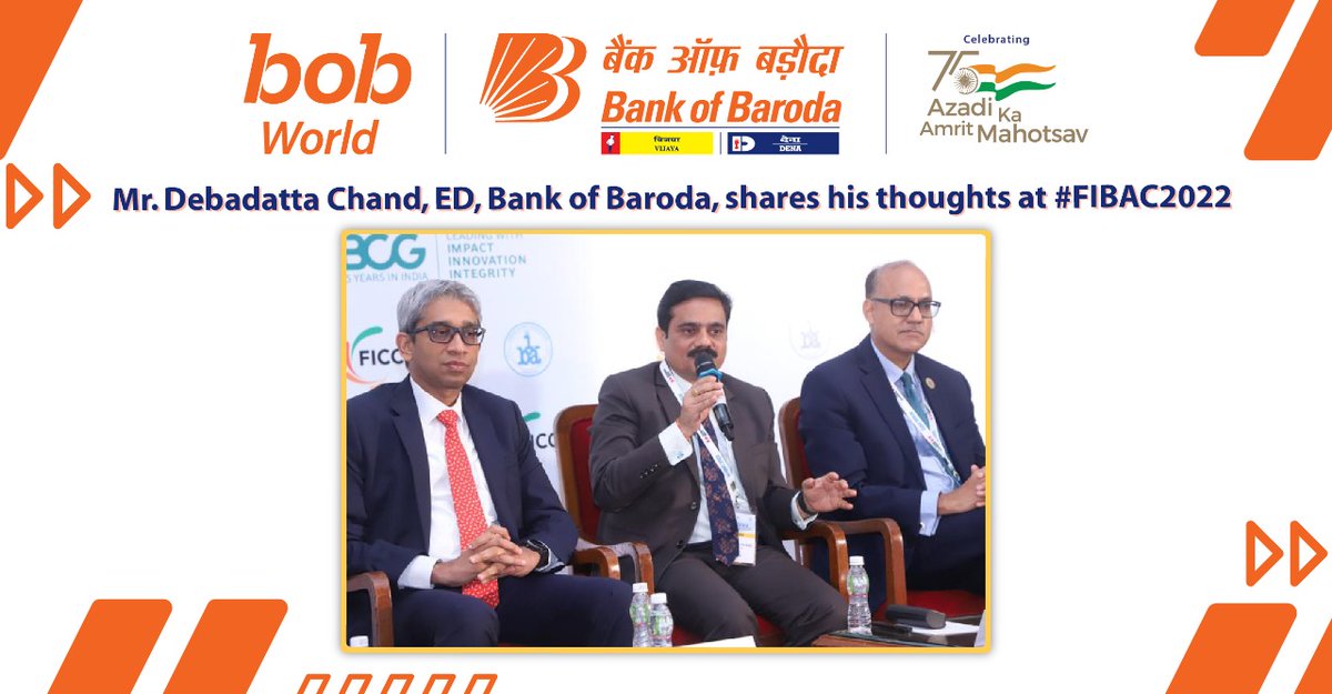 bankofbaroda's tweet photo. (1/3)
Mr. Debadatta Chand, ED, #BankofBaroda at #FIBAC2022 “At BOB, we are financing both renewable and non-renewable sectors. What we are also doing is working with companies to introduce energy efficiency measures such that we lower carbon footprint across sectors.” https://t.co/EeFhSrJREB