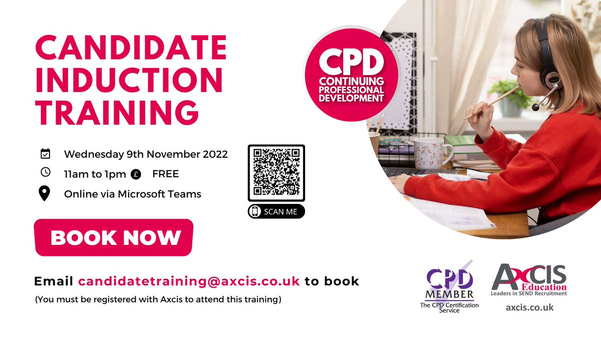 Axcis candidates - #DidYouKnow that you can add our Candidate Induction Training to your #CPD file? If you're new to #supplywork then you don't want to miss this popular online training on Wed 9th Nov at 11am. Email candidatetraining@axcis.co.uk to book. axcis.co.uk/about-us/event…