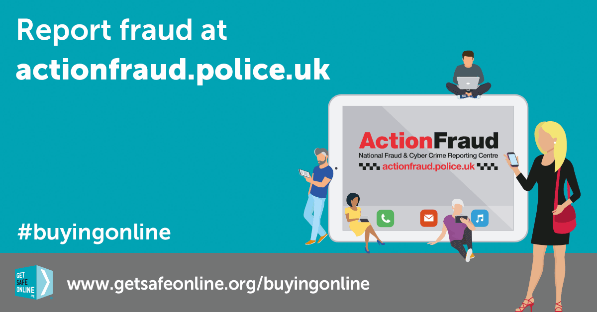 GetSafeOnline's tweet photo. If you fall victim to a #PurchaseScam, it's vital to report it to your bank as soon as you realise. There'll be more chance of recovering your money and the criminals being apprehended. Also, report to @actionfrauduk or, if in Scotland, to @PoliceScotland on 101 #BuyingOnline https://t.co/eDtxrM1Udi