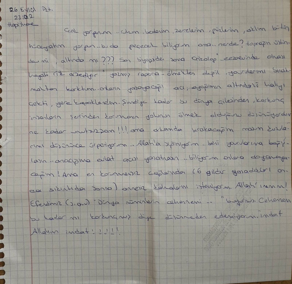 sevincozarslan's tweet photo. Ev hanımı Gülden Aşık'ın 26 Eylül 2022'de eşine gönderdiği mektup: 

“Çok yorgunum. Ruhum, bedenim, zerrelerim, gözlerim, aklım, bütün hücrelerim yorgun. Bu da geçecek biliyorum ama nerde? Toprağın üstünde mi altında mı? https://t.co/0xvf1di3AD