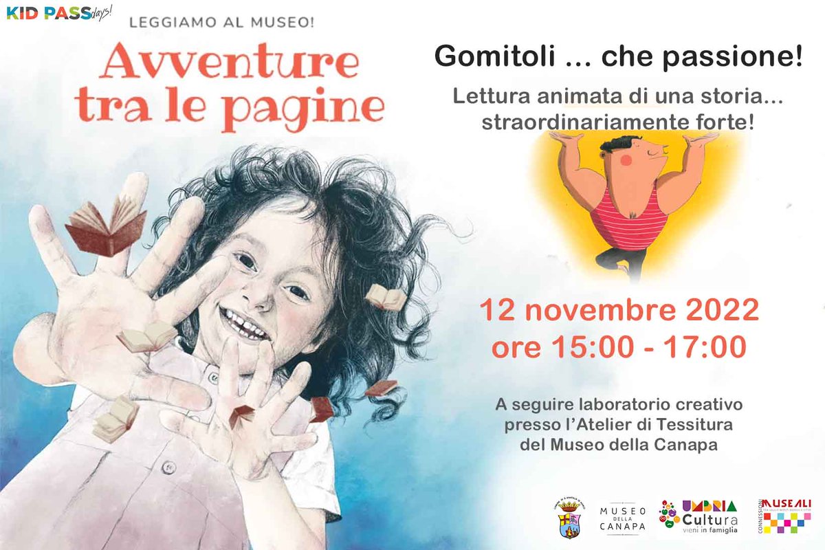 MuseoCanapa's tweet photo. Siete pronti per la lettura di una storia ... straordinariamente forte?
Per i #kidpass day, il 12 novembre non perdetevi l'appuntamento Avventure tra le pagine - Leggiamo al Museo
Per info e prenotazioni: 0743.613149 | info@museodellacanapa.it
#museodellacanapa #3novembre https://t.co/r7ekiqq99i