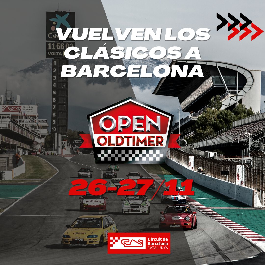 VLineOrg's tweet photo. 🏎️Los mejores #clásicos de competición tendrán la ocasión de reencontrarse en el @Circuitcat_es para una nueva edición del #OpenOldtimer 😍
¿Te vas a perder la oportunidad de correr en el trazado de casa una vez más? 🤔
📝Inscripciones: https://t.co/1lUvEGWY6u https://t.co/T5vgyUDlQo