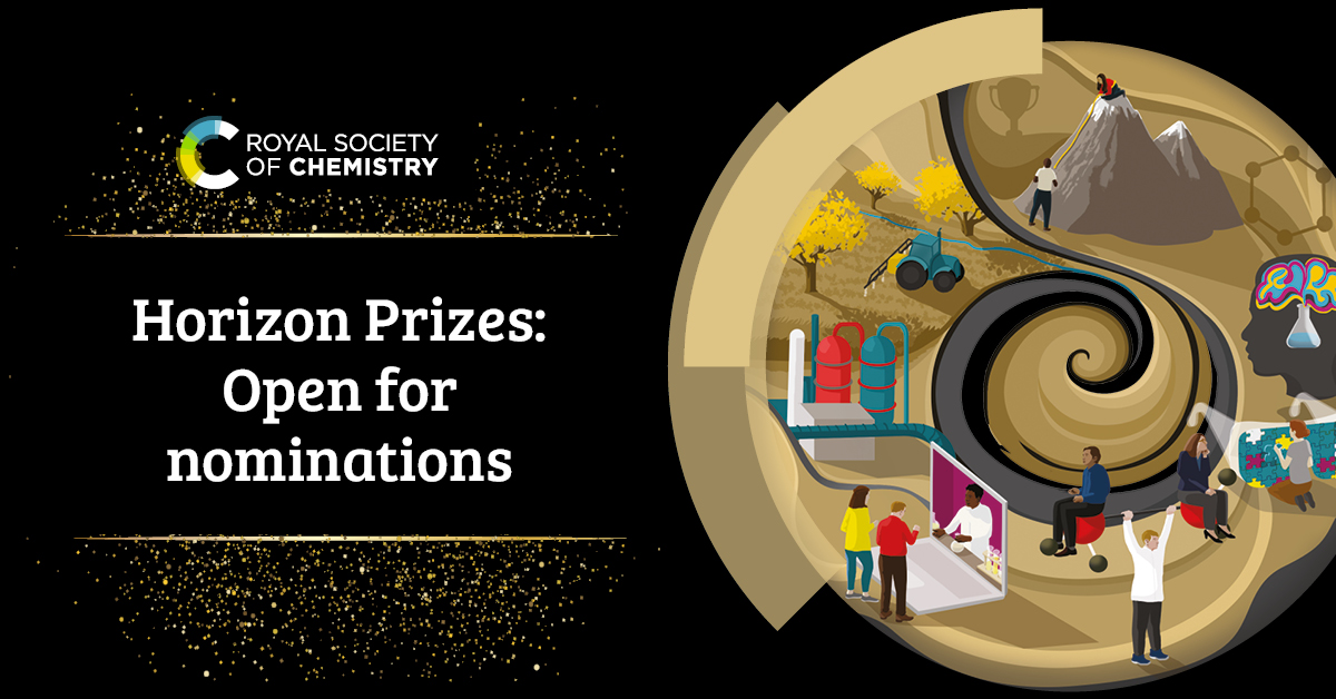 Horizon Prizes celebrate the most exciting, contemporary chemical science at the cutting edge of research. Nominate and help us recognise the teams and collaborations who are opening up new directions and possibilities in their field ➡️ rsc.li/3l3rUbX