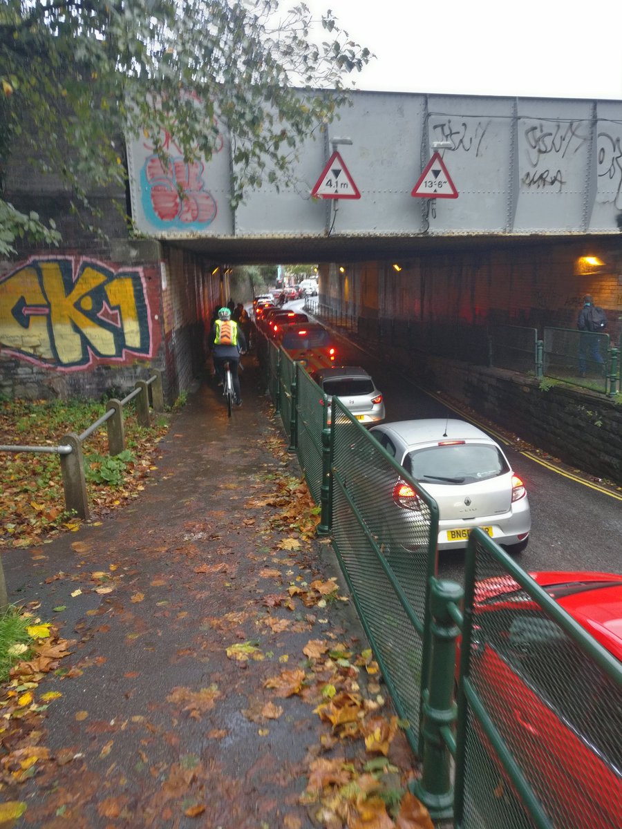 Live in south Bristol and commute to the city centre and you'll likely have to pass through here.

Two choices:

1) Mingle with pedestrians illegally
2) Mingle with cars bumper to bumper

#cyclesafety #bristolcycling