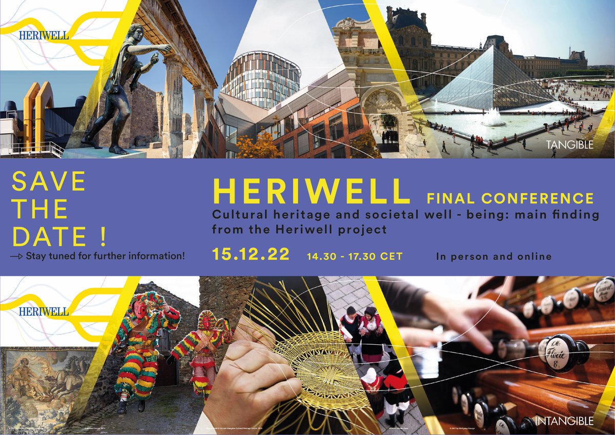Vi aspettiamo giovedì 15 dicembre (ore 14.30-17.30) per i risultati del Progetto HERIWELL sugli impatti del patrimonio culturale sul benessere sociale espon.eu/HERIWELL
Il convegno sarà organizzato in modalità ibrida, in presenza e da remoto. A breve ulteriori informazioni.