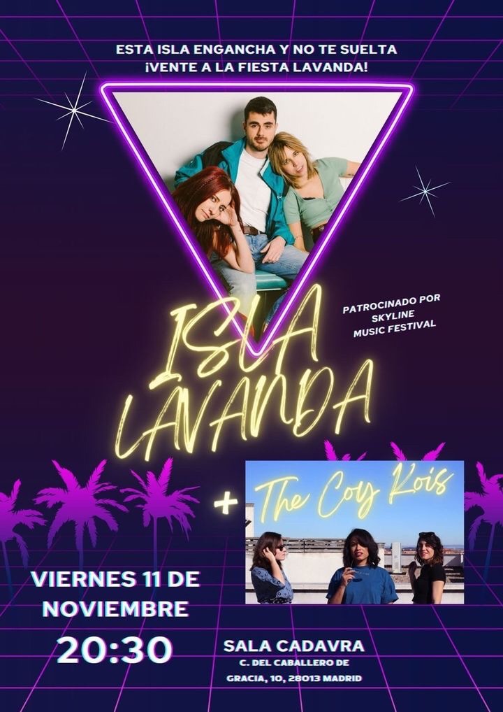 💥CONCIERTO 11 NOV - MADRID💥
Nos vemos pronto, con <a href="/IslaLavanda/">ISLA LAVANDA</a> en Sala Cadavra, Madrid. ¿Quién se viene?