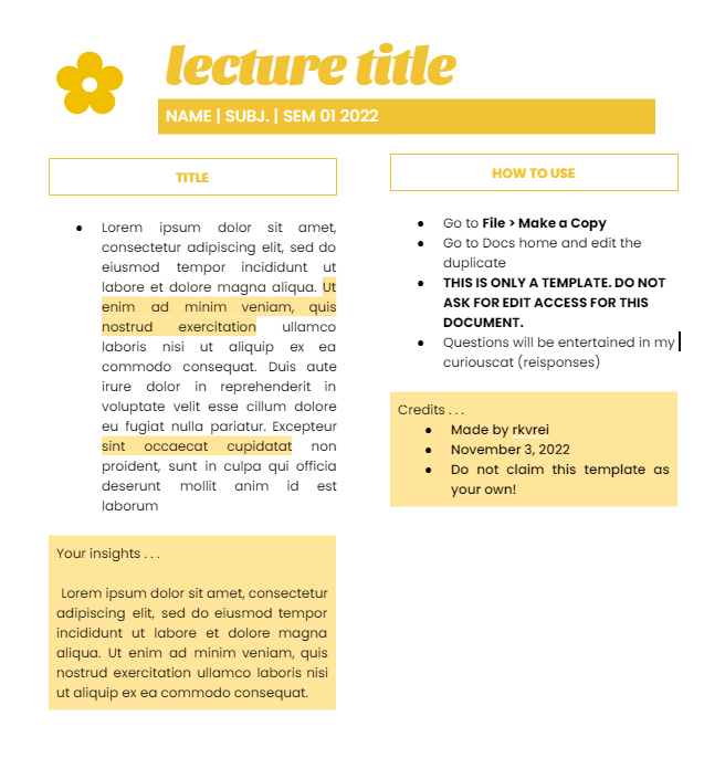 rkvrei's tweet photo. 🌻 notes templates by rei !

+ testing the waters ... it's been so long 
+ feel free to customize this template to your liking!
+ #studytwt #studyinspo https://t.co/kbtnMuJmNX