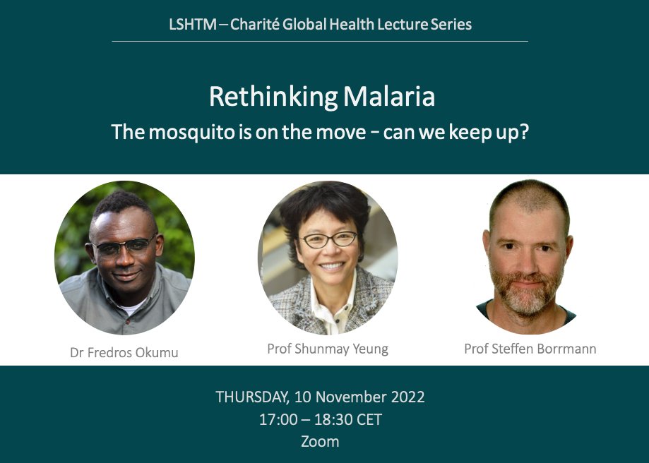 📢Next week!

Join us to hear <a href="/Fredros_Inc/">Fredros Okumu</a>, Prof Yeung <a href="/LSHTM/">London School of Hygiene & Tropical Medicine</a> and Prof Borrmann <a href="/uktuebingen/">Uniklinikum Tübingen</a> <a href="/caideraproject/">CAIDERA - DAAD Global Health Centre</a> discuss new approaches to #malaria control

Moderation <a href="/T_Vorwerk/">Tania Vorwerk</a> 

ℹ️Learn more: bit.ly/RethinkMalaria

🗓️Nov 10, 17h CET
🔗bit.ly/MalariaLSHTM
