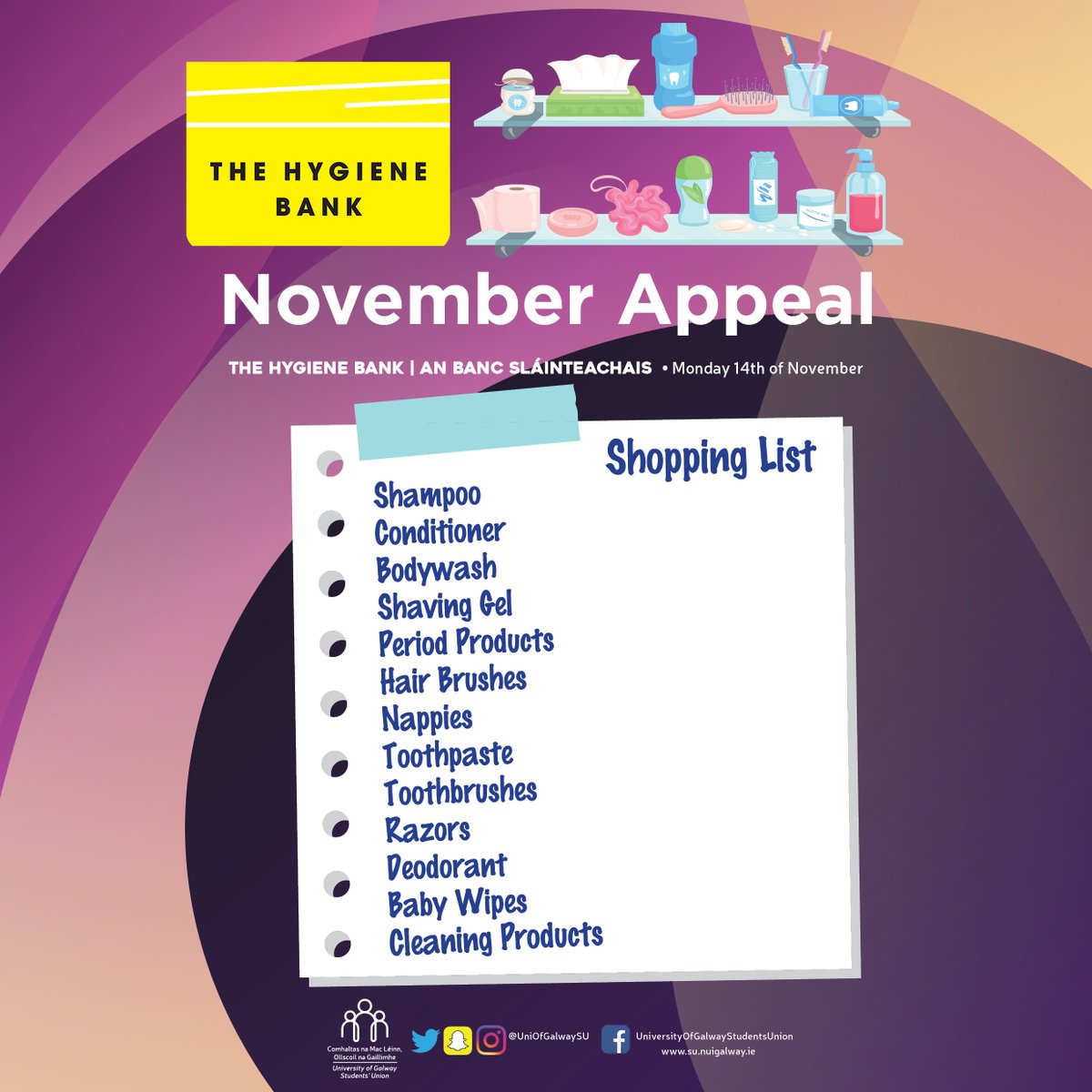 UniOfGalwaySU's tweet photo. Your SU Weekly Email includes: 

♻️#WastedWeek
🗣️Societies Forum
✋Class Rep Meetings
🍿STEM Movie Night
✍️Postgrad Petition
📰Sin 
🧼Hygiene Bank
❤️Disclosure Training
 
+ More here
⬇️⬇️
https://t.co/R0NcpWOeyD

#DoChomhaltas #UniversityofGalway https://t.co/SF1FvbW8bY