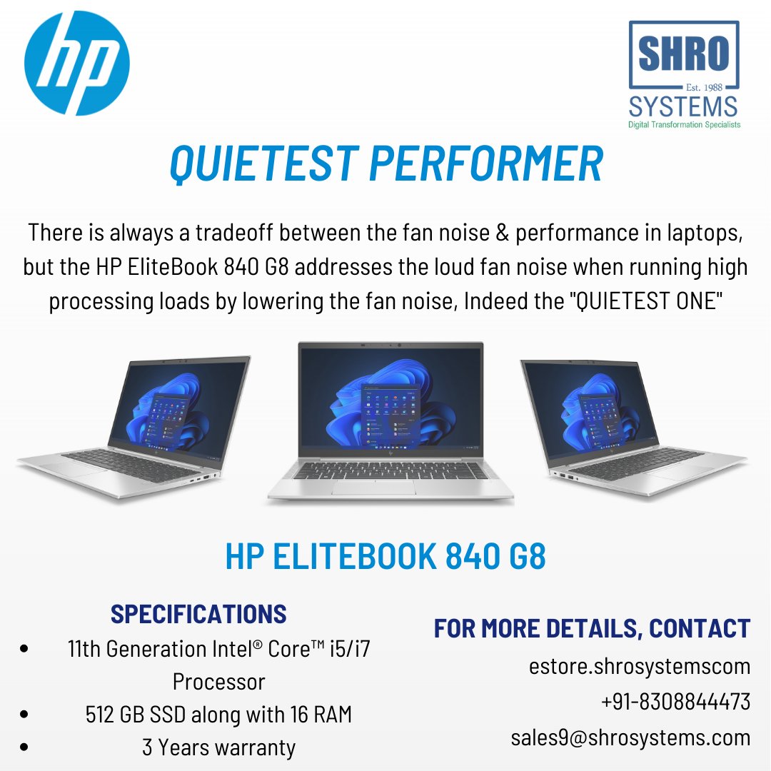 shrosystems's tweet photo. HP's newest and business ready HP EliteBook 840 G8.
This laptop:
- Is powered by Intel i5/i7-1135 11th Gen Processor,
- comes with 16 GB of RAM, 512 SSD storage and
- Has 14β display for better visual experience.
visit Shro Corporate E-store: https://t.co/4KzJgN1CkV
#shrosystems https://t.co/mwg7Qpi0cR