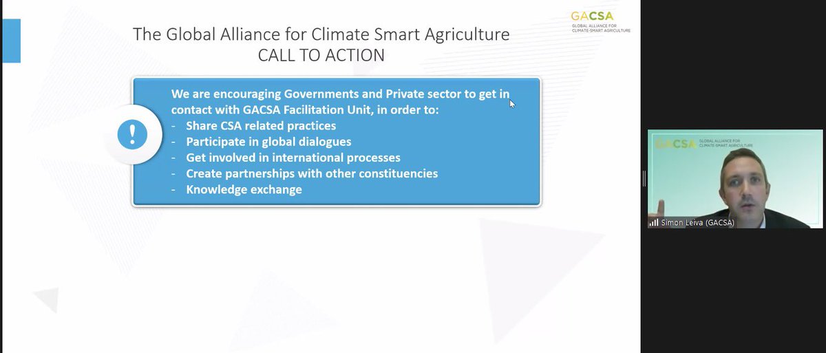 #happeningnow 
Join PRE-COP27 Workshop on #Agriculture and #Climatechange in the #NearEast and #NorthAfrica, Day 3. <a href="/SimonLeiva7/">Simon Leiva</a> , #GACSA Coordinator presenting key messages. 
Zoom details⬇️
lnkd.in/dTZi3XGc
Meeting ID: 920 5629 8840
Passcode: 06183982