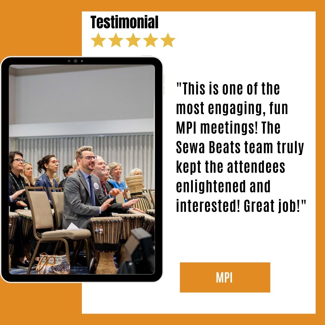 SewaBeats's tweet photo. "This is one of the most engaging, fun MPI meetings! The Sewa Beats team truly kept the attendees enlightened and interested! Great job!" - MPI 

#sewabeats #musicasmetaphor #music #testimonial #lovewhatwedo #happyclienthappyus #customertestimonial https://t.co/kOQobkDCmC