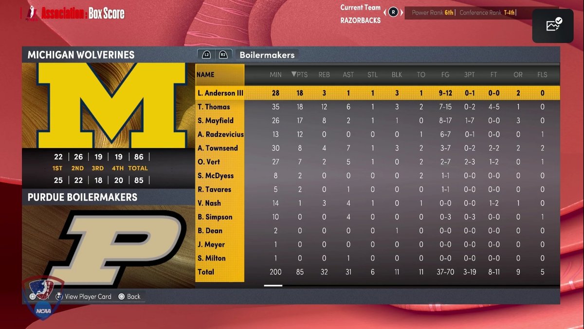 Drop my first 15+ points in <a href="/SGBA2K/">SGBA</a>, but didn't get the win which is so disappointing but we will turn things around soon👀
@PurdueSGBA #sgba