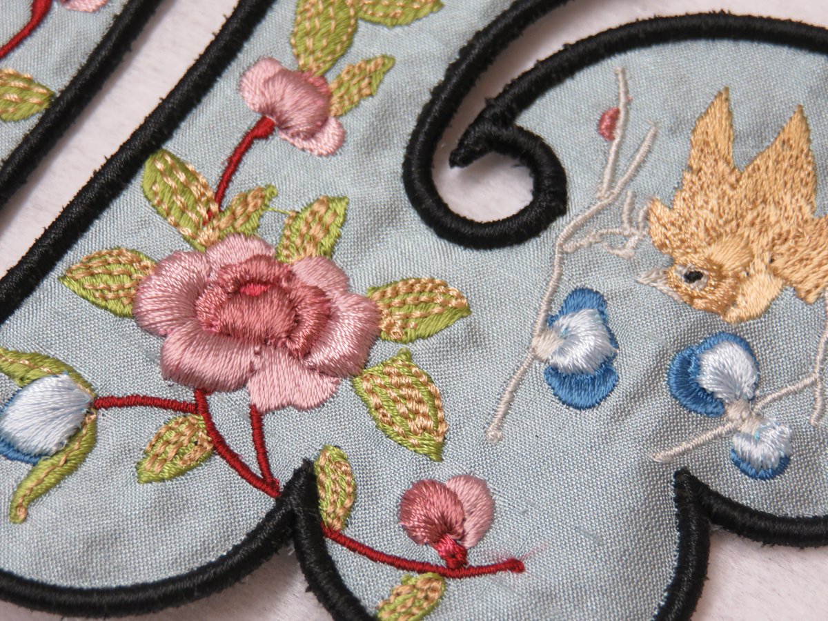 Intricate machine embroidered patches with a bold satin edge  #embroideredpatch #floralembroidery #machineembroidery