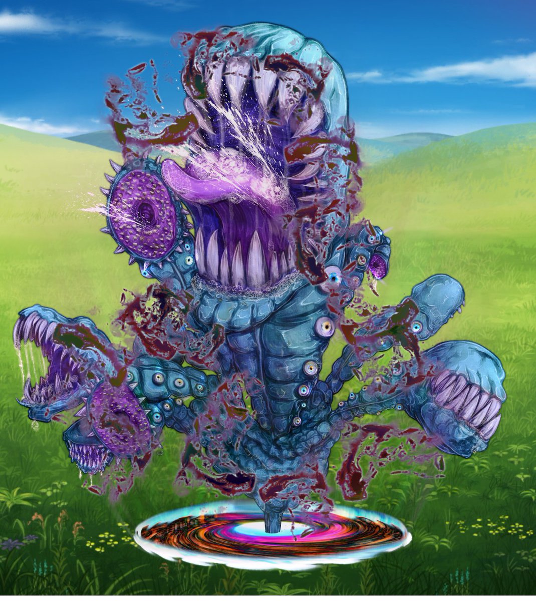 モンスターデザイン007よりカオスビーストです。
元の線画が荒かったので相当描きこみ直しました。
きつかった。 