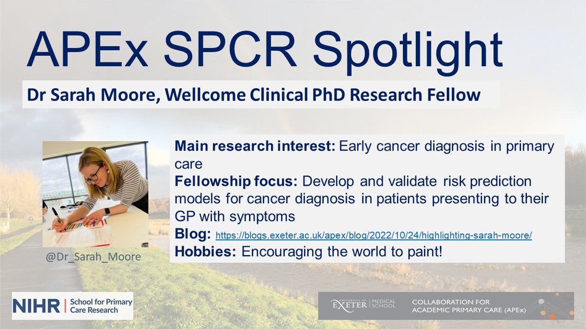 **APEx SPCR Spotlight** Click to find out more about @Dr_Sarah_Moore and her @NIHRSPCR Wellcome Clinical PhD Research Fellowship plans, here: bit.ly/3TQezpy