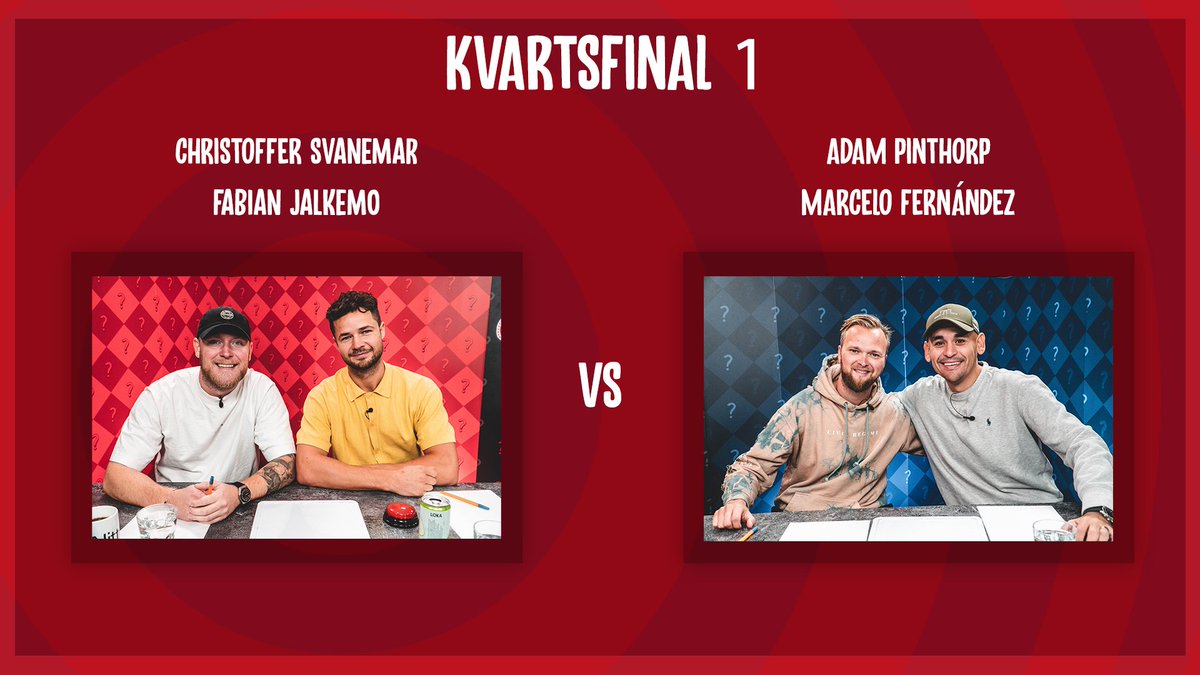 DobbTv's tweet photo. Nytt avsnitt av Quizaleta ute nu!

Vi är framme vid den första kvartsfinalen - och det är inte vilken match som helst.

ETW-duon Christoffer Svanemar &amp; Fabian Jalkemo ställs mot radarparet Adam Pinthorp &amp; Marcelo Fernández.

Se matchen här: https://t.co/TmY6t964ku https://t.co/HriiIyA230
